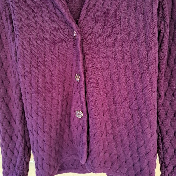 Appleseeds Petites Burgundy Basket Weave Cotton Cardigan Size SP - Picture 3 of 8